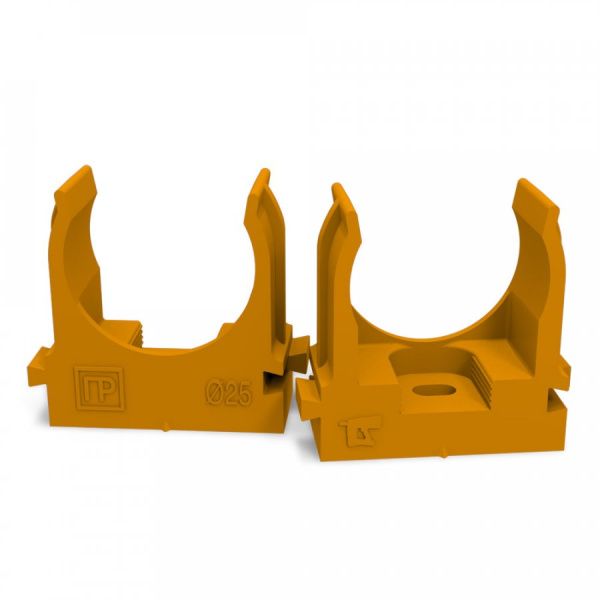 Крепеж-клипса для труб для прямого монтажа оранжевая d25 мм (100шт/700шт уп/кор) Крепеж-клипса для труб для прямого монтажа оранжевая d25 мм (100шт/700шт уп/кор)