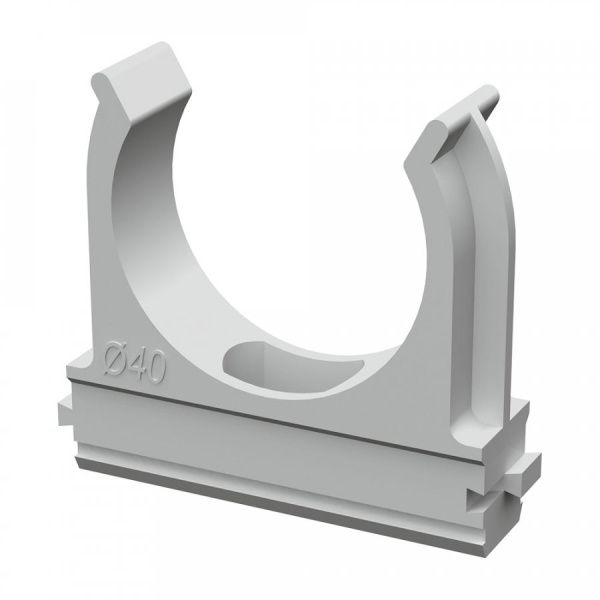 Крепеж-клипса для труб АБС-пластик в п/э d40 мм (15шт/300шт уп/кор) Крепеж-клипса для труб АБС-пластик в п/э d40 мм (15шт/300шт уп/кор)