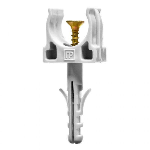 Крепеж-клипса с дюбелем и саморезом серая d16 мм в малой упаковке (10шт/900шт уп/кор) Крепеж-клипса с дюбелем и саморезом серая d16 мм в малой упаковке (10шт/900шт уп/кор)