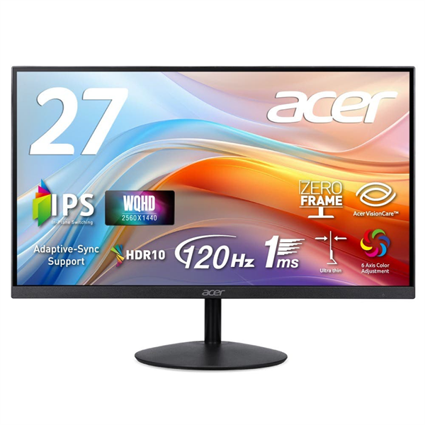 27" ACER SA272UG0bmiipx IPS, 2560x1440, 1 / 4ms, 250cd, 120Hz, 2xHDMI(2.0) + 1xDP(1.4) + SPK + Audio Out, Speakers 1Wx2, sync: FreeSync, hdr: HDR 10, Vesa:75x75 UltraThin Black 27" ACER SA272UG0bmiipx IPS, 2560x1440, 1 / 4ms, 250cd, 120Hz, 2xHDMI(2.0) + 1xDP(1.4) + SPK + Audio Out, Speakers 1Wx2, sync: FreeSync, hdr: HDR 10, Vesa:75x75 UltraThin Black