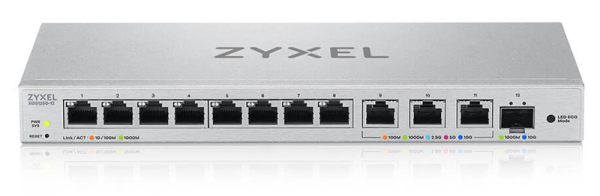 Мультигигабитный Smart L2 коммутатор Zyxel XGS1250-12, 8xGE, 3x1/2,5/5/10G, 1xSFP+, кнопка LED ECO Mode, настольный Мультигигабитный Smart L2 коммутатор Zyxel XGS1250-12, 8xGE, 3x1/2,5/5/10G, 1xSFP+, кнопка LED ECO Mode, настольный