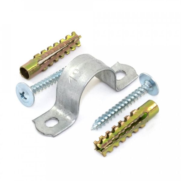 Комплекты для крепления ОКЛ с использованием самореза, дюбеля и скобы СМД d19-20 мм (100 шт) Комплекты для крепления ОКЛ с использованием самореза, дюбеля и скобы СМД d19-20 мм (100 шт)