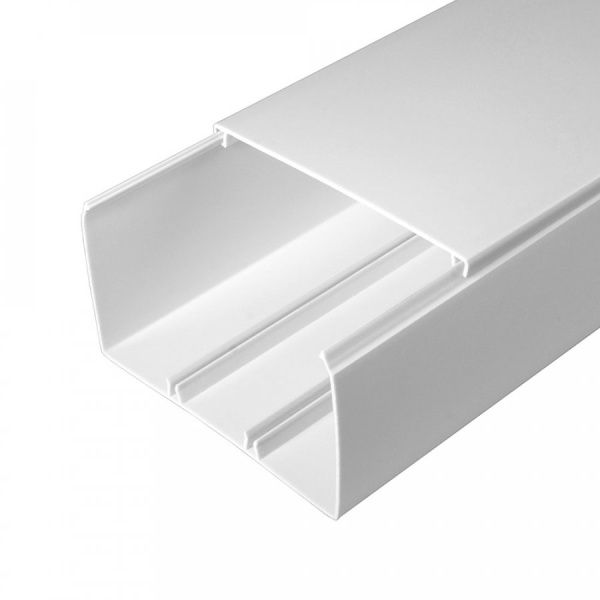 Кабель-канал белый 2-й замок 100х60 мм (8м/уп) Кабель-канал белый 2-й замок 100х60 мм (8м/уп)