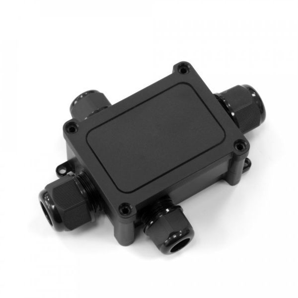 Распределительная коробка 4-вводная IP68 ПА66 40А 450В d5-14 мм 135х96х42 черная Распределительная коробка 4-вводная IP68 ПА66 40А 450В d5-14 мм 135х96х42 черная