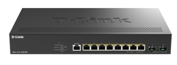 D-Link Управляемый L2 коммутатор, 8x1000Base-T, 2x10GBase-X SFP+, защита от статического электричества до 6 кВ, CLI, консольный порт RJ-45, RPS, поддержка Dying Gasp D-Link Управляемый L2 коммутатор, 8x1000Base-T, 2x10GBase-X SFP+, защита от статического электричества до 6 кВ, CLI, консольный порт RJ-45, RPS, поддержка Dying Gasp