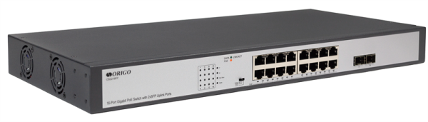 ORIGO Неуправляемый PoE-коммутатор, 16x1000Base-T PoE, 2x1000Base-X SFP, PoE-бюджет 250 Вт, PoE до 250 м, комплект для установки в 19" стойку ORIGO Неуправляемый PoE-коммутатор, 16x1000Base-T PoE, 2x1000Base-X SFP, PoE-бюджет 250 Вт, PoE до 250 м, комплект для установки в 19" стойку