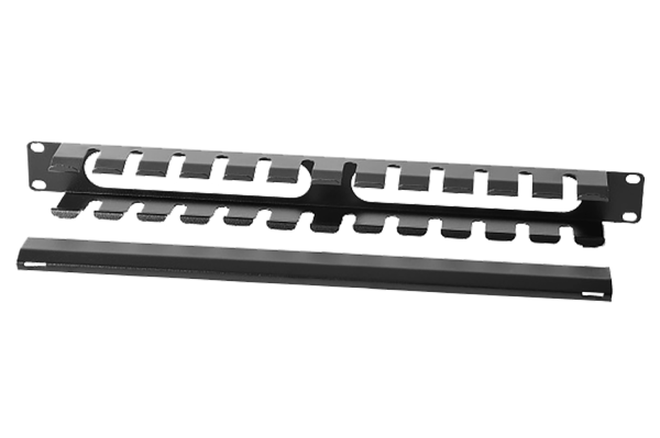 Горизонтальный кабельный органайзер 19" 1U с крышкой, цвет чёрный Горизонтальный кабельный органайзер 19" 1U с крышкой, цвет чёрный