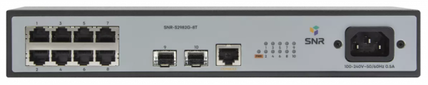 SNR Управляемый коммутатор уровня 2, 8 портов 10/100/1000Base-T и 2 порта 100/1000BASE-X (SFP) SNR Управляемый коммутатор уровня 2, 8 портов 10/100/1000Base-T и 2 порта 100/1000BASE-X (SFP)