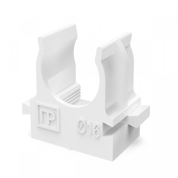 Крепеж-клипса для труб для прямого монтажа белая в п/э d16 мм (100шт/1100шт уп/кор) Крепеж-клипса для труб для прямого монтажа белая в п/э d16 мм (100шт/1100шт уп/кор)