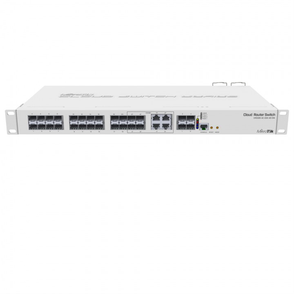 MikroTik Cloud Router Switch 328-4C-20S-4S+RM with 800 MHz CPU, 512MB RAM, 24x SFP cages, 4xSFP+ cages, 4x Combo ports (1xGbit LAN or SFP), RouterOS L5 or SwitchOS (dual boot), 1U rackmount case, Dual MikroTik Cloud Router Switch 328-4C-20S-4S+RM with 800 MHz CPU, 512MB RAM, 24x SFP cages, 4xSFP+ cages, 4x Combo ports (1xGbit LAN or SFP), RouterOS L5 or SwitchOS (dual boot), 1U rackmount case, Dual