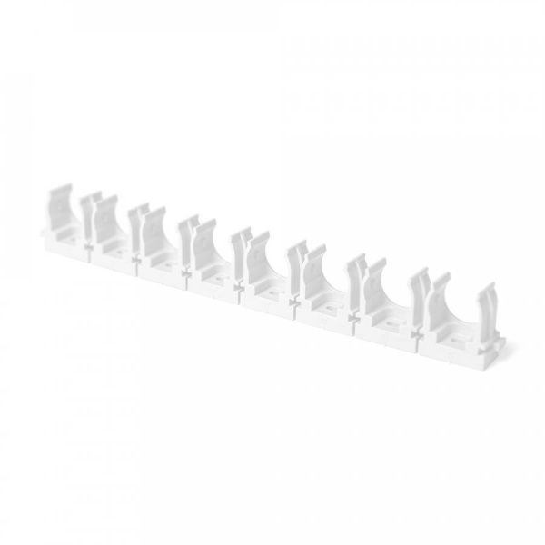 Крепеж-клипса для труб для прямого монтажа на 8 мест белая в гофроящике d20 мм (100 шт/кор) Крепеж-клипса для труб для прямого монтажа на 8 мест белая в гофроящике d20 мм (100 шт/кор)