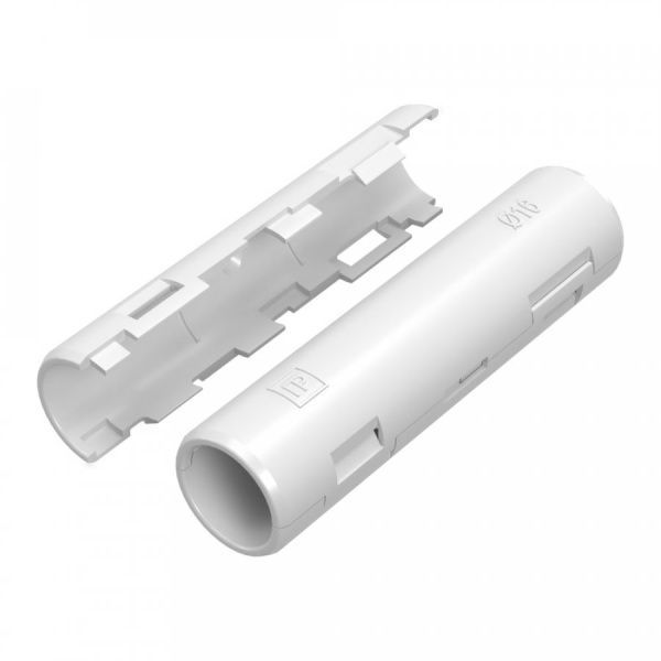 Муфта разборная d16 мм белая (10шт/500шт уп/кор) Муфта разборная d16 мм белая (10шт/500шт уп/кор)