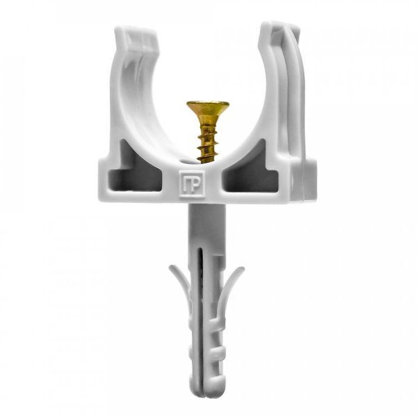 Крепеж-клипса с дюбелем и саморезом серая d25 мм в малой упаковке (10шт/450шт уп/кор) Крепеж-клипса с дюбелем и саморезом серая d25 мм в малой упаковке (10шт/450шт уп/кор)