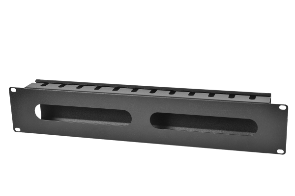 Горизонтальный кабельный органайзер 19" 2U с крышкой, цвет чёрный Горизонтальный кабельный органайзер 19" 2U с крышкой, цвет чёрный