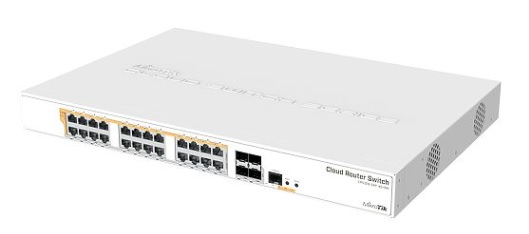 MikroTik Cloud Router Switch 328-24P-4S+RM with 800 MHz CPU, 512MB RAM, 24xGigabit LAN (all PoE-out), 4xSFP+ cages, RouterOS L5 or SwitchOS (dual boot), 1U rackmount case, 500W built-in PSU MikroTik Cloud Router Switch 328-24P-4S+RM with 800 MHz CPU, 512MB RAM, 24xGigabit LAN (all PoE-out), 4xSFP+ cages, RouterOS L5 or SwitchOS (dual boot), 1U rackmount case, 500W built-in PSU