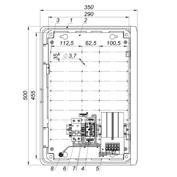 Термошкаф ТШП-35.50.20.160. Изображение 1 Устройство ТШП-35.50.20.160 дверь открыта на 90°