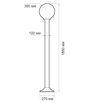Односторонняя цилиндрическая башня-фонарь с шаровым плафоном MALTA. Изображение 1 Габаритные размеры OPTEX MALTA