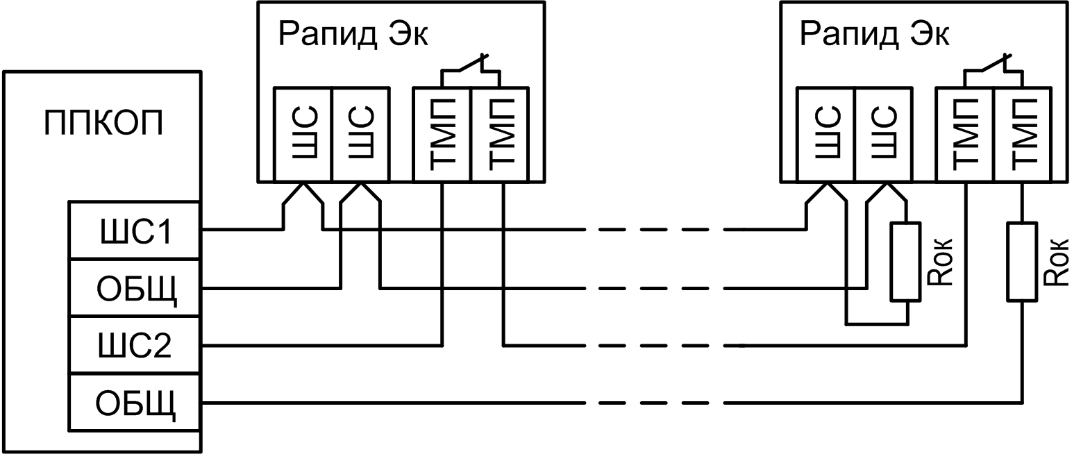 Схема подключения к ППКОП Извещатель охранный объемный оптико-электронный инфракрасный «Рапид Эк». Изображение 1