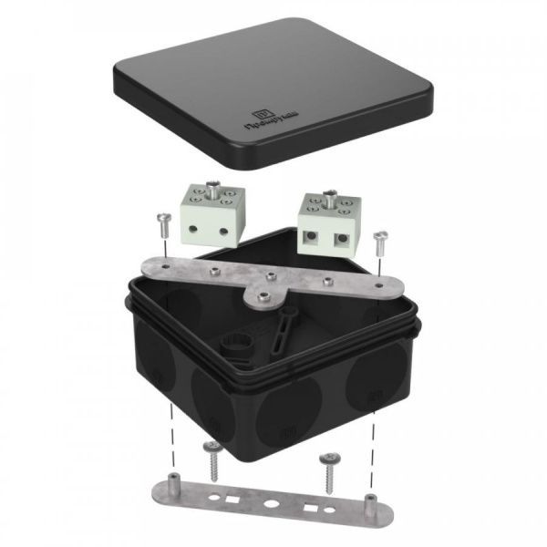 Коробка огнестойкая для о/п двухкомпонентная 60-0210-FR6.0-4 Е15-Е120 RAL9005 80х80х40 (44 шт/кор)