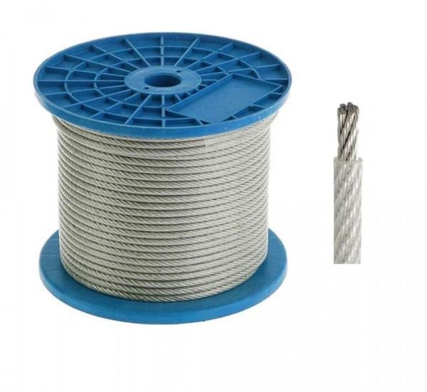 Трос стальной в ПВХ оплетке DIN 3055 2 мм (1/2) (250 м/уп)