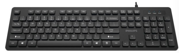 Philips Проводная Клавиатура SPK6264, USB 2.0 104 клав,  русская заводская раскладка, чёрный