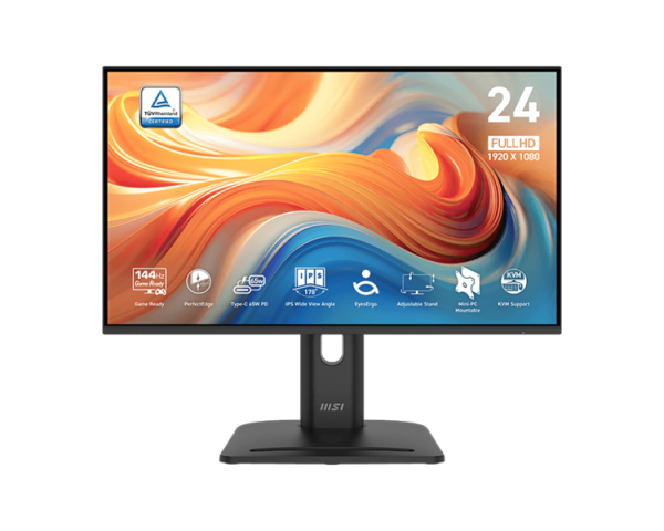 MSI PRO MP245PHG E14 23.8" 16:9 FHD(1920x1080) IPS Flat,1ms(MPRT),1500:1,100M:1,300nits,HDMI 2.0,DP 1.2,USB-C,USB-Ax2,USB-B,Speaker,Tilt,Swivel,Height,Pivot,VESA,144Hz,Black,1y w-ty
