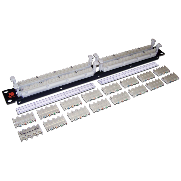 64-парный 110 19" кросс LANMASTER кат. 6, 1U, блоки в комплекте