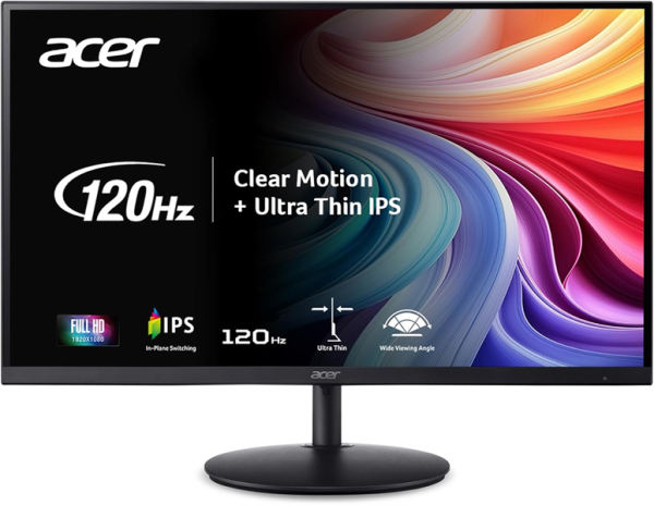 23,8" ACER SH242YG0bih IPS, 1920x1080, 1 / 4ms, 250cd, 120Hz, 1xVGA + 1xHDMI(1.4), sync: FreeSync, hadj 100, Vesa:75x75  UltraThin Black
