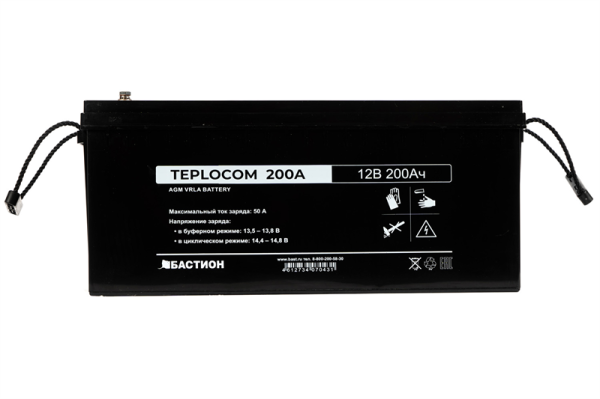 (443) Бастион TEPLOCOM 200Ач АКБ СК 12В/200 Ач/T11-M8/Срок службы — 12 лет/1 г.г