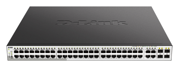 D-Link PROJ Настраиваемый L2 PoE-коммутатор, 48x1000Base-T PoE, 4хCombo 1000Base-T/SFP, PoE-бюджет 370 Вт, упрощенный интерфейс CLI