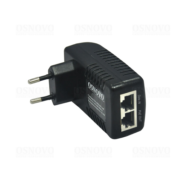 OSNOVO Midspan-1/151GA PoE-инжектор Gigabit Ethernet на 1 порт. Совместим с оборудованием PoE IEEE 802.3af. Мощность PoE на порт - до 15.4W. Напряжение PoE - 50V(конт. 4,5(+); 7,8(-)). Порты: вх. - 1