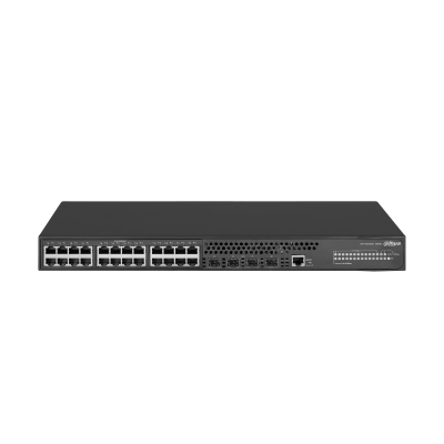 DAHUA 28-портовый управляемый коммутатор, уровень L3 Порты: 24 RJ45 10/100/1000Мбит/с, 4 SFP+ 1000/10000Мбит/с(uplink); питание: 100~240В(AC); грозозащита: до 6кВ