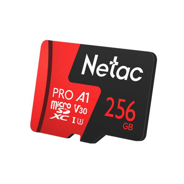 Netac P500 Extreme PRO 256GB MicroSDXC V30/A1/C10 up to 100MB/s, retail pack card only