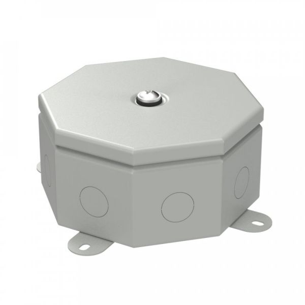 Коробка металлическая Октагон серая 130х130х63 (9 шт/кор)