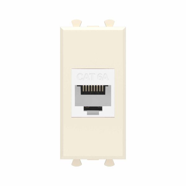 Компьютерная розетка RJ-45 без шторки модульная, кат.6А, Avanti, ванильная дымка, 1 модуль