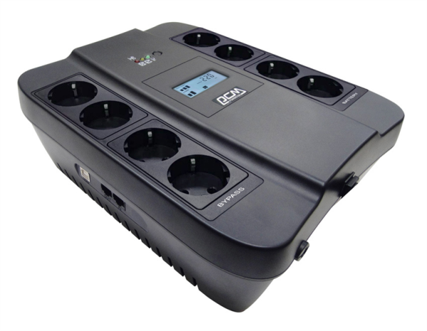 Powercom Back-UPS SPIDER, Line-Interactive, LCD, AVR, 750VA/450W, 8xSchuko outlets (4 surge & 4 batt), black (1138691)