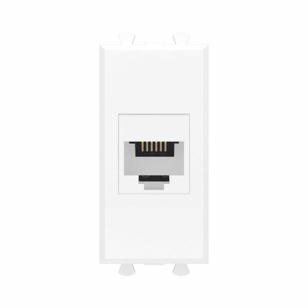 Телефонная розетка RJ-12 без шторки модульная, Avanti, белое облако, 1 модуль