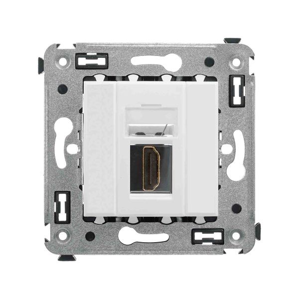HDMI розетка одинарная в стену, тип А-А, Avanti, белое облако