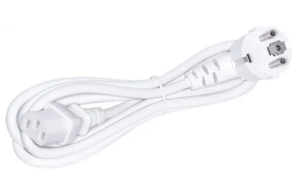 Шнур питания C13-Schuko угловая, 3х0.75, 220В, 10А, белый, 1 метр