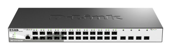 D-Link Управляемый L2 коммутатор, 24x1000Base-X SFP, 4x10GBase-X SFP+, CLI, консольный порт RJ-45, RPS