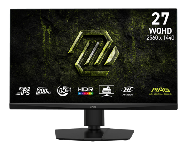 MSI 272QPF E20 27" 16:9 WQHD(2560x1440) Rapid IPS Flat, 0.5ms(GTG), 1000:1, 100M:1, 300nits, 178/178, 2xHDMI 2.0b, DP 1.4a, Tilt,Swivel,Height,Pivot,VESA,200Hz,Black,1y w-ty