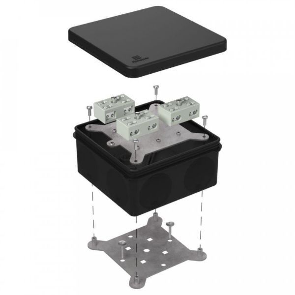 Коробка огнестойкая разветвительная для о/п двухкомпонентная 60-0300-FR6.0-4-6-Р Е15-Е60 RAL9005 100х100х50 (14 шт/кор)