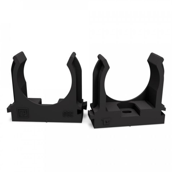 Крепеж-клипса для труб атмосферостойкая для прямого монтажа чёрная в п/э d32 мм (25шт/500шт уп/кор)