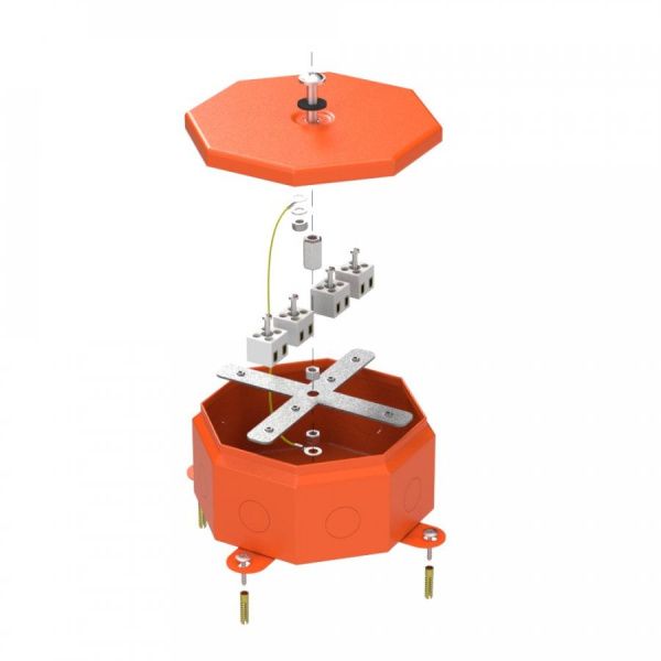 Коробка металлическая огнестойкая Октагон 70-0101-FR2.5-8 Е15-Е120 RAL2004 130х130х63 (9 шт/кор)