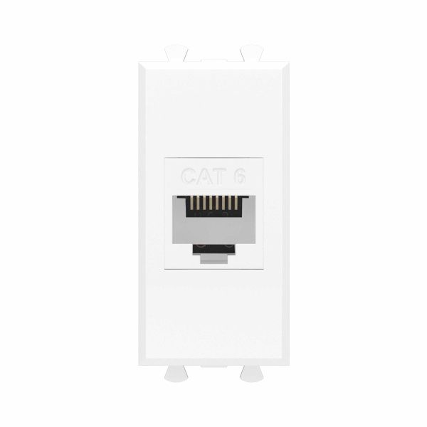 Компьютерная розетка RJ-45 без шторки модульная, кат.6, Avanti, белое облако, 1 модуль