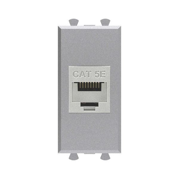 Компьютерная розетка RJ-45 без шторки модульная, кат.5е экранированная, Avanti, закаленная сталь, 1 модуль