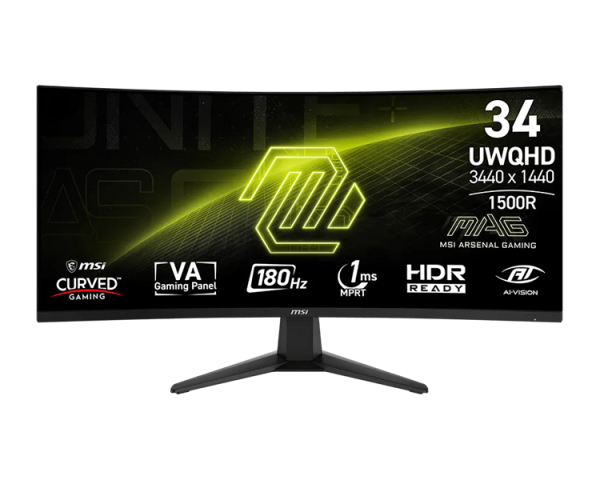 MSI MAG 346CQ 34" 21:9 UWQHD(3440x1440) VA Curve 1500R, 4000:1, 4ms(GTG), 100M:1,300nits,2xHDMI,DP,Tilt,IntPower,VESA,180Hz,Black,1y w-ty MSI MAG 346CQ 34" 21:9 UWQHD(3440x1440) VA Curve 1500R, 4000:1, 4ms(GTG), 100M:1,300nits,2xHDMI,DP,Tilt,IntPower,VESA,180Hz,Black,1y w-ty