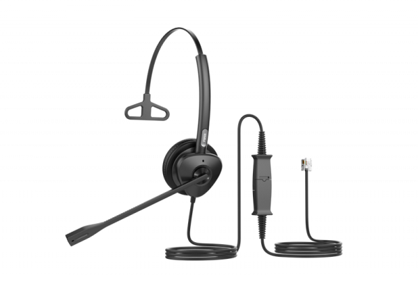 Fanvil HT301 Headset,Leather cushions, 260° bendable boom arm, Dual Color LED Indicator, QD to RJ9 Headset, Mono Headset, Supports ENC technology Noise Cancellation