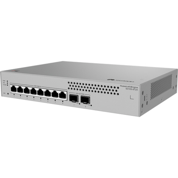HUAWEI eKit S310S-8T2X (L2+, 8*10/100/1000BASE-T ports, 2*10GE SFP+ ports, built-in AC power, Fanless) HUAWEI eKit S310S-8T2X (L2+, 8*10/100/1000BASE-T ports, 2*10GE SFP+ ports, built-in AC power, Fanless)