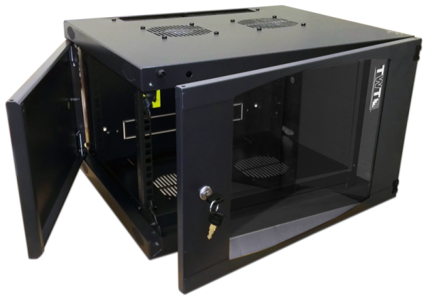 Шкаф настенный Next, 9U 550x600, стеклянная дверь, черный